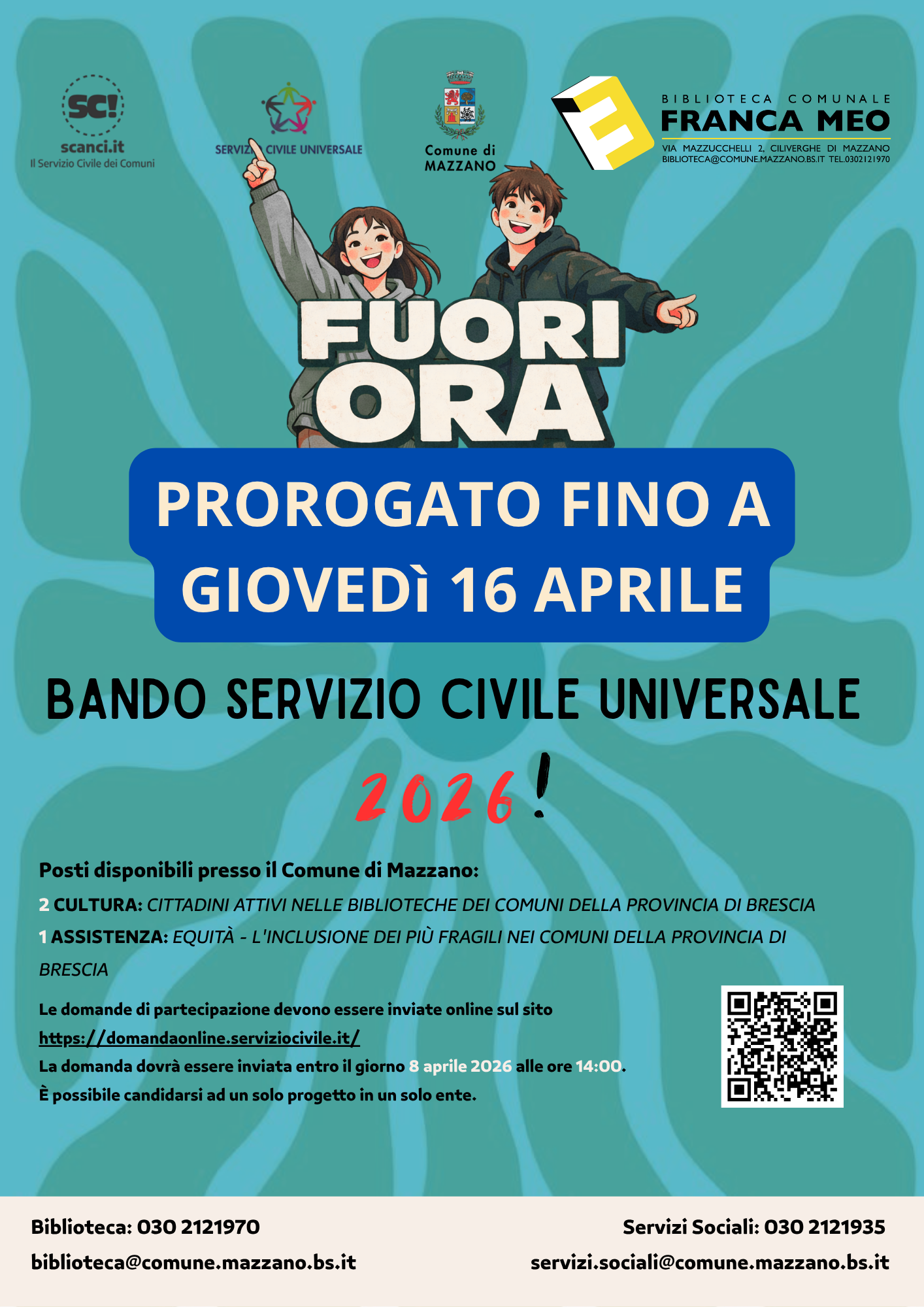 PROROGA BANDO SERVIZIO CIVILE UNIVERSALE 2026